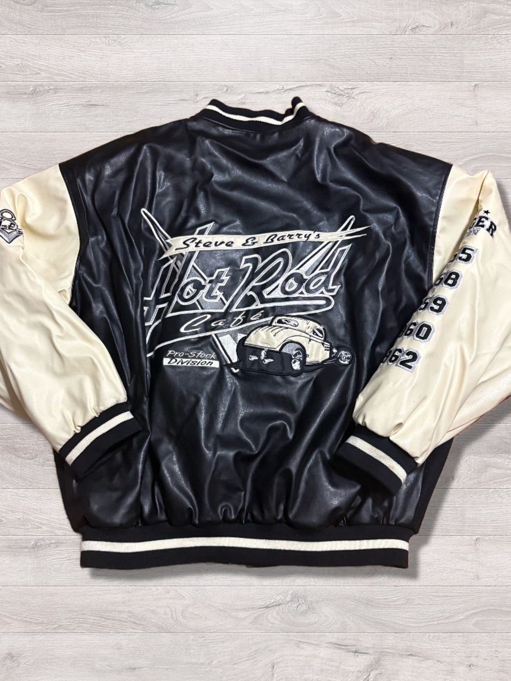 Vintage 90’s Steve & Barry's Hot Rod Cafe Bomber Jacket Letterman Varsity Sz XL